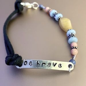 "Be Brave" Hand Crafted Gemstone Bracelet